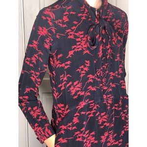 Red & navy Silk dress button details